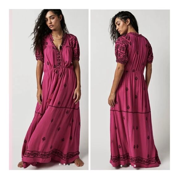 New Free people Riley Embroidered Maxi Dress size MRetail $188